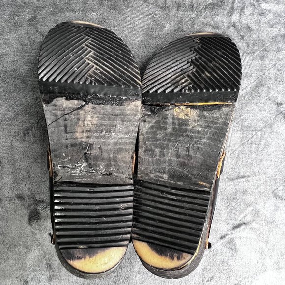 Vintage Nowa Li Anatomisk Swedish Clogs Black Leather size 10 Women 41 Wood - Picture 6 of 8